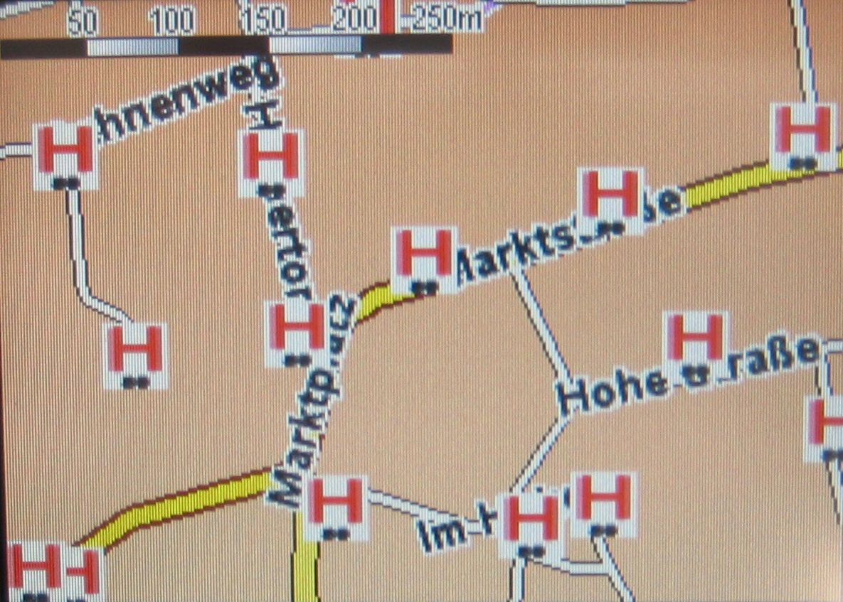 Hydranten auf Navi Display Display Navi